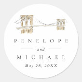 ブルックリンブリッジシックニューヨークシティ結婚ズ ラウンドシール (正面)