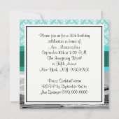 ブルックリンブリッジターコイズホットダマスク誕生日 招待状 (裏面)