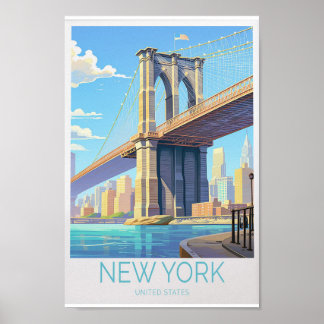 ブルックリンブリッジトラベルポスター – New York Wall Art ポスター
