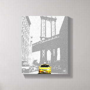 ブルックリンブリッジニューヨークシティイエロータクシーNyc キャンバスプリント