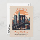 ブルックリンブリッジレトロニューヨーク ポストカード (正面/裏面)