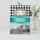 ブルックリンブリッジBlk Wht 千鳥格子の 2ありがとう サンキューカード (スタンド正面)