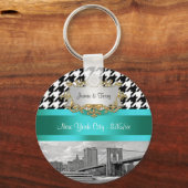 ブルックリンブリッジBlk Wht 千鳥格子の 2キーチェーン キーホルダー (正面)