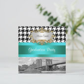 ブルックリンブリッジBlk Wht 千鳥格子の 2卒業 招待状 (スタンド正面)