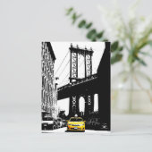 ブルックリンブリッジNycニューヨークシティイエロータクシー シーズンポストカード (スタンド正面)