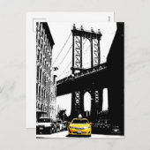 ブルックリンブリッジNycニューヨークシティイエロータクシー シーズンポストカード (正面/裏面)