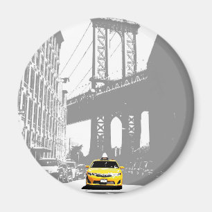 ブルックリンブリッジNYCニューヨークシティイエロータクシー マグネット