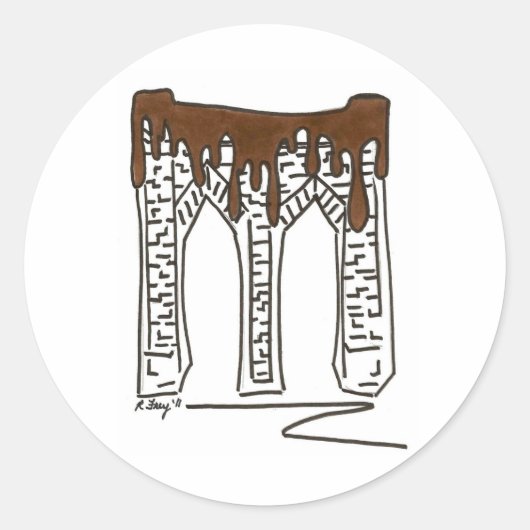 ブルックリンブリッジNYCニューヨークバレンタインチョコレート ラウンドシール (正面)