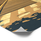 ブルックリンブリッジNYCヴィンテージイラストレーション旅行 ポスター (角)