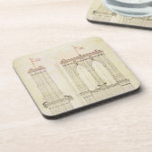 ブルックリンブリッジNYC建築設計図ヴィンテージ コースター (左側)