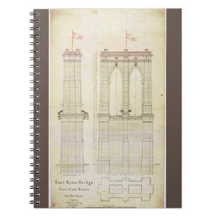 ブルックリンブリッジNYC建築設計図ヴィンテージ ノートブック