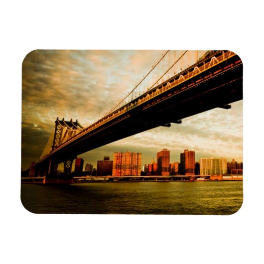 ブルックリン側からのマンハッタン橋の眺め(NYC) マグネット (横)