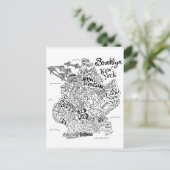 ブルックリン図解入りの、写真付きのの地図 ポストカード (スタンド正面)