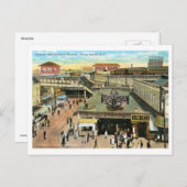 ブルックリン地下鉄駅、コニーアイランドヴィンテージ ポストカード (正面/裏面)