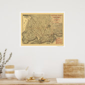 ブルックリン市鉄道地図1874 ポスター (キッチン)