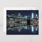 ブルックリン橋と夜の自由の女神 ポストカード (正面/裏面)