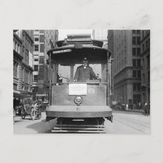 ブルックリン橋のトロリー、1915年 ポストカード (正面)
