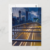 ブルックリン橋の夜間照明 ポストカード (正面/裏面)