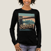 ブルックリン橋の朝の散歩 トライブレンドTシャツ (正面)