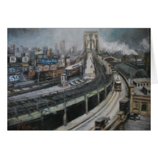 ブルックリン橋を絵を描くヴィンテージニューヨークシティ