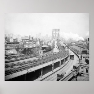 ブルックリン橋ターミナル 1903年 古写真 ポスター