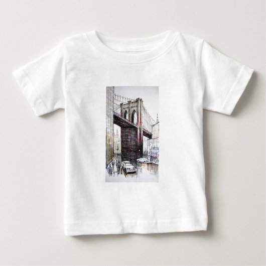 ブルックリン橋、米国の乳児のTシャツ ベビーTシャツ (正面)
