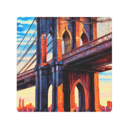 ブルックリン橋、NYCステンドグラス メタルプリント