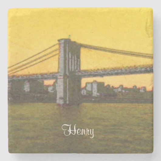 ブルックリン橋NYCイェロー4Henry (名前) ストーンコースター (正面)