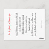 ブルックリン祈りの言葉カードの聖ラファエル ポストカード (裏面)