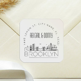 ブルックリン結婚ズ |事前にアドレス指定された封筒用シール スクエアシール