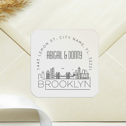 ブルックリン結婚ズ |事前にアドレス指定された封筒用シール スクエアシール