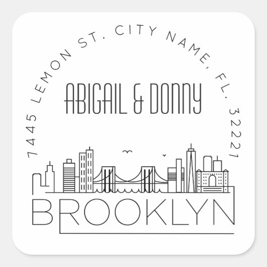 ブルックリン結婚ズ |事前にアドレス指定された封筒用シール スクエアシール (正面)