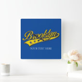 ブルックリン金ゴールドスウッシュデザインテンプレート時計 スクエア壁時計 (ホーム)