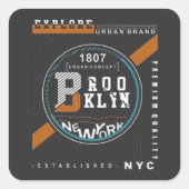 "ブルックリン スティッカー: 象徴的なNYCの魅力" スクエアシール (正面)