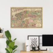 ブルックリン・ニューヨークの地図バイミッチェル ポスター (ホームオフィス)