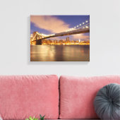 ブルックリン・ブリッジとマンハッタンの夜。 キャンバスプリント (インサイチュ (リビング))
