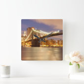 ブルックリン・ブリッジとマンハッタンの夜。 スクエア壁時計 (ホーム)