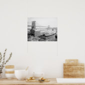 ブルックリン・ブリッジと波止場、1905年。ヴィンテージ写真 ポスター (キッチン)