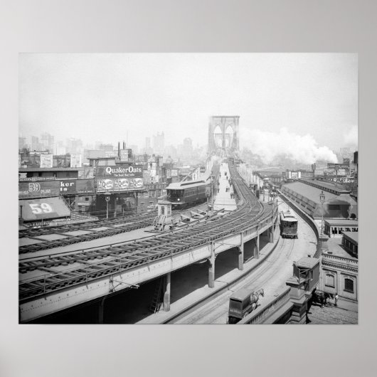 ブルックリン・ブリッジ・ターミナル、1903年。ヴィンテージ写真 ポスター (正面)