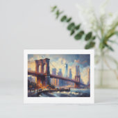 ブルックリン・ブリッジ・ニューヨークの街並み ポストカード (スタンド正面)