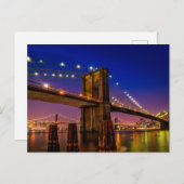 ブルックリン・ブリッジ,ニューヨーク・シティアットナイト ポストカード (正面/裏面)
