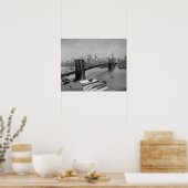 ブルックリン・ブリッジ&ニューヨーク・スカイライン， 1920.ヴィンテージ ポスター (キッチン)