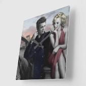 ブルックリンB&W スクエア壁時計 (傾斜)