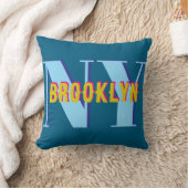 ブルックリンNYブルーグレースタイリッシュ背景 クッション (ブランケット)