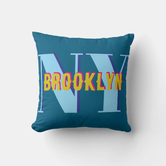 ブルックリンNYブルーグレースタイリッシュ背景 クッション (正面)
