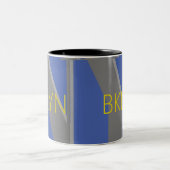 ブルックリンNYブルーグレースタイリッシュ背景 ツートーンマグカップ (中央)