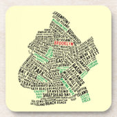 ブルックリンNYCのタイポグラフィの地図 コースター (正面)
