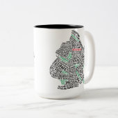 ブルックリンNYCのタイポグラフィの地図 ツートーンマグカップ (正面右)