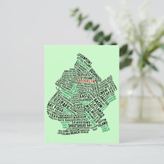 ブルックリンNYCタイポグラフィの地図 ポストカード (スタンド正面)