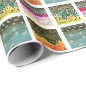 ブルックレインボーブラウンチャードのマス魚釣り ラッピングペーパー (ロールコーナー)